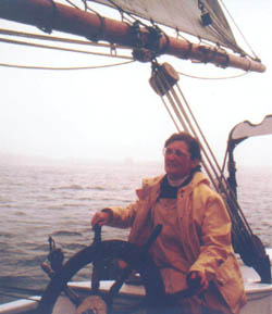 Author at wheel of Schooner Bowdoin