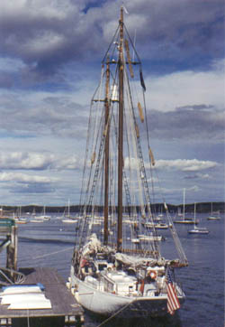 Schooner Bowdoin docked at Maine Maritime Academy
