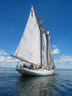 Schooner under sail